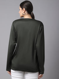 Mack Jonney Dryfit Lycra Olive FullSleeve T-Shirt For Women