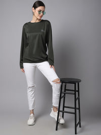 Mack Jonney Dryfit Lycra Olive FullSleeve T-Shirt For Women