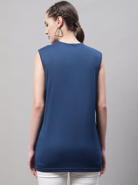 Mack Jonney Regular Fit Dryfit Lycra Solid Blue Gym Vest for Women