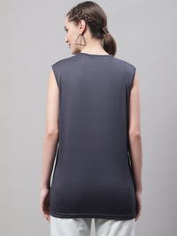 Mack Jonney Regular Fit Dryfit Lycra Solid Dark Grey Gym Vest for Women