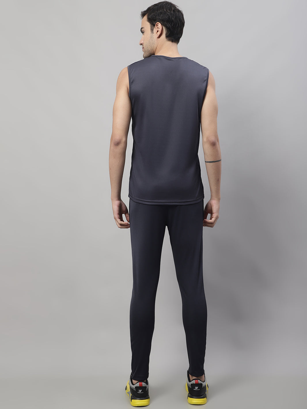 Mack Jonney Grey Dryfit Lycra Solid Co-ord Set Tracksuit For Men(Zip On 1 Side Pocket)