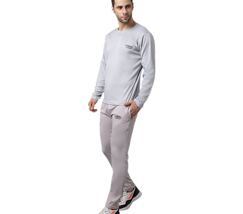 Mack Jonney Dryfit Lycra Light Grey Tracksuit for Men