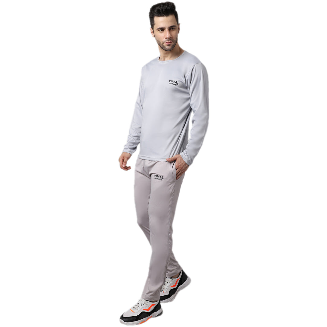 Mack Jonney Dryfit Lycra Light Grey Tracksuit for Men
