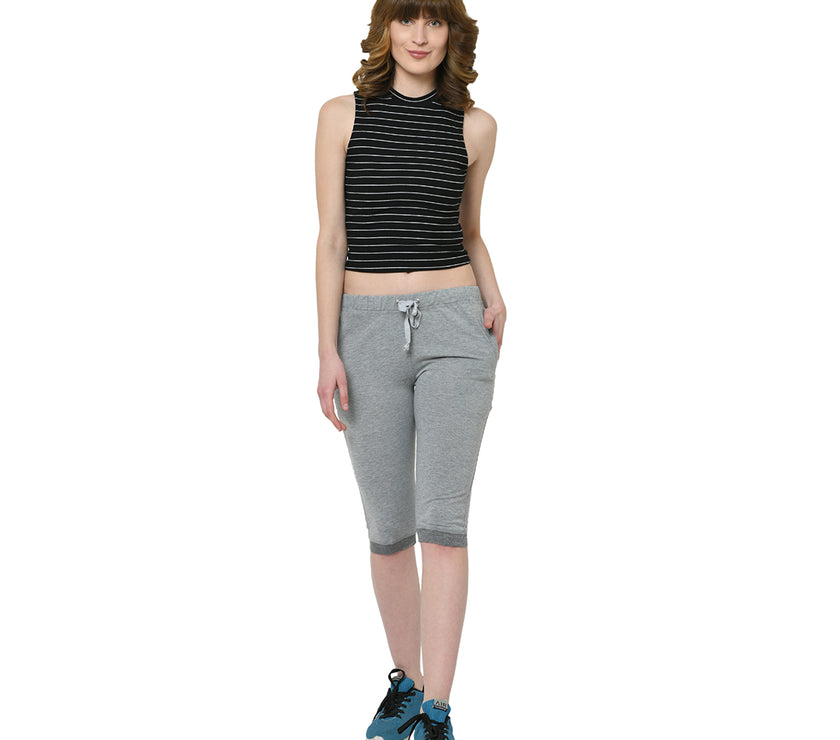 Mack Jonney Silver 3/4th Capri For Women's
