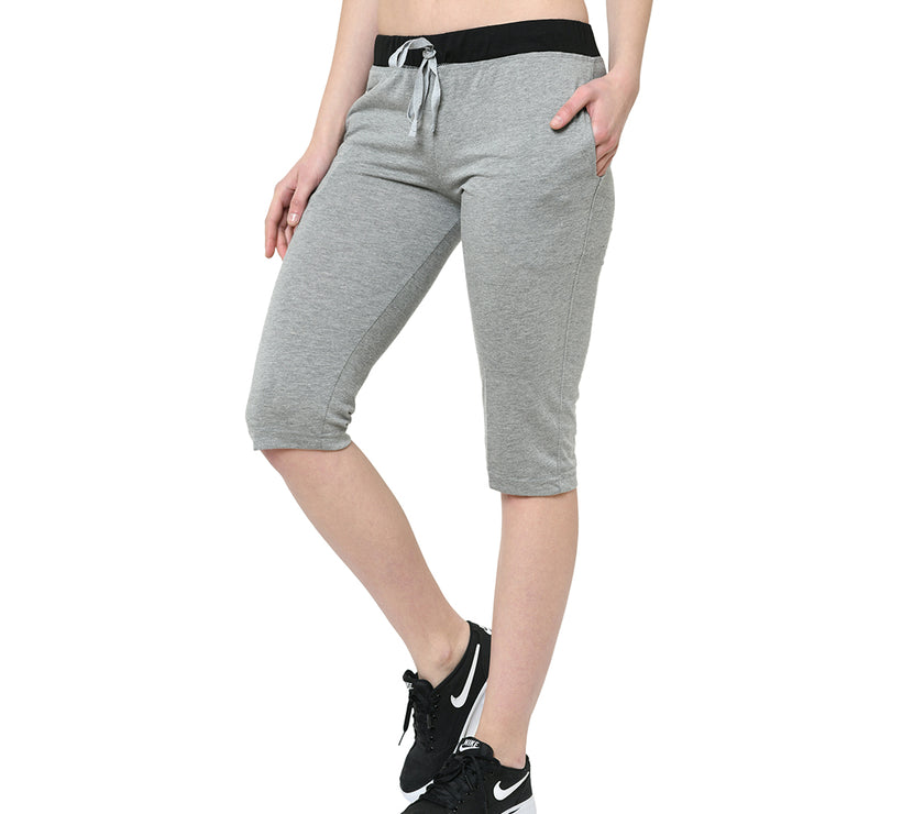 Mack Jonney Silver 3/4th Capri For Women's