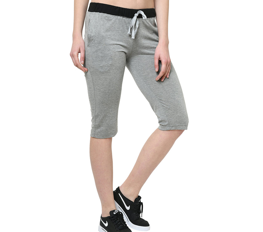 Mack Jonney Silver 3/4th Capri For Women's