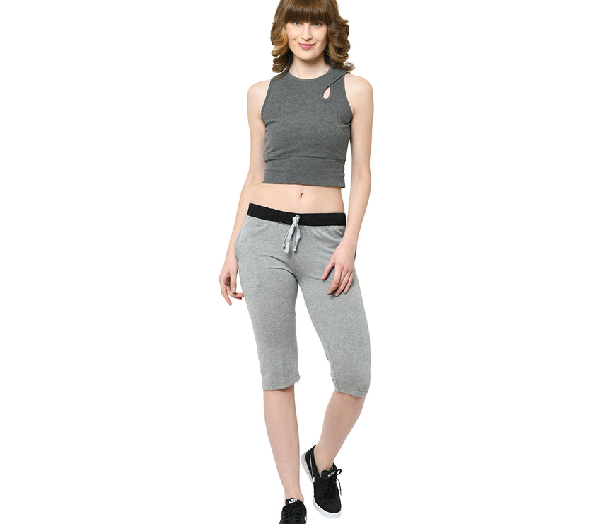 Mack Jonney Silver 3/4th Capri For Women's