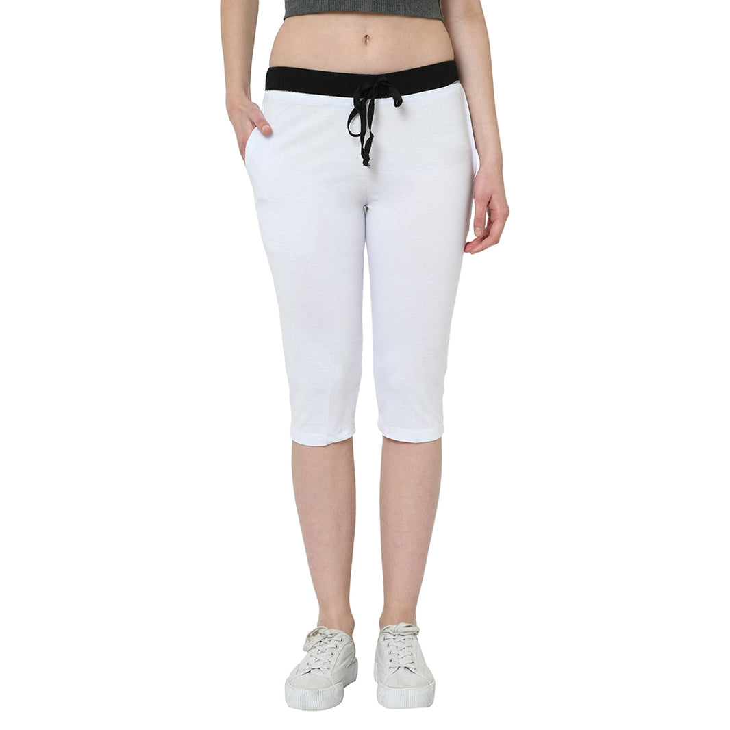 Mack Jonney White 3/4th Capri For Women's