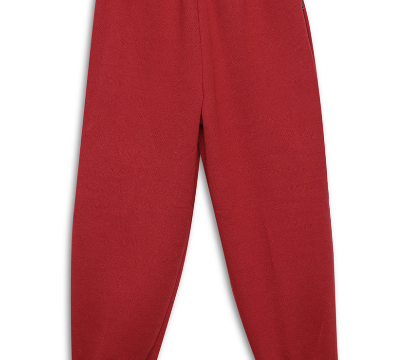 Mack Jonney Maroon Solid Cotton Fleece Trackpant for Kids