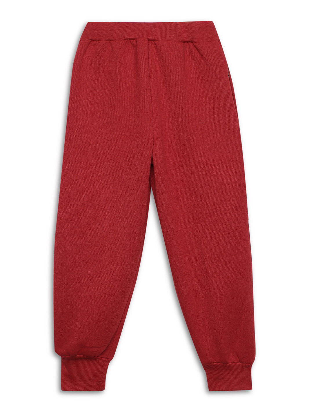 Mack Jonney Maroon Solid Cotton Fleece Trackpant for Kids