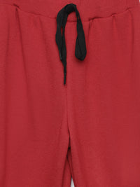 Mack Jonney Maroon Solid Cotton Fleece Trackpant for Kids
