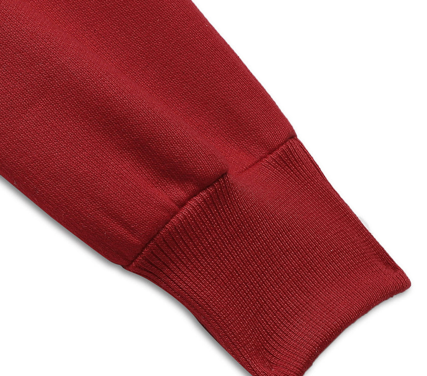 Mack Jonney Maroon Solid Cotton Fleece Trackpant for Kids