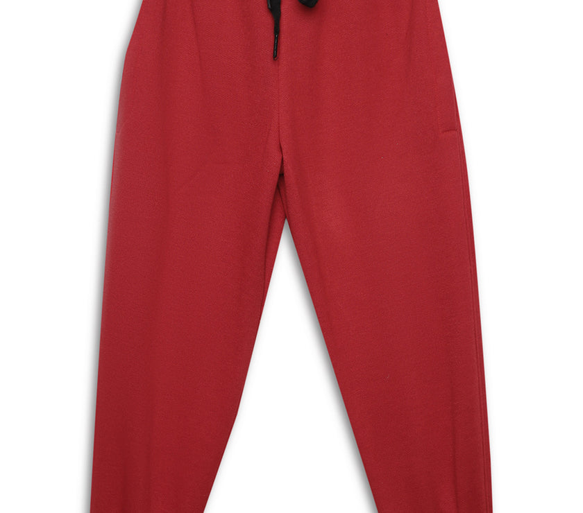 Mack Jonney Maroon Solid Cotton Fleece Trackpant for Kids