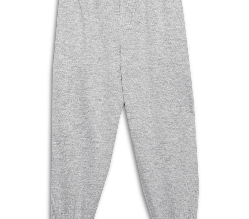 Mack Jonney Grey Melange Solid Cotton Fleece Trackpant for Kids