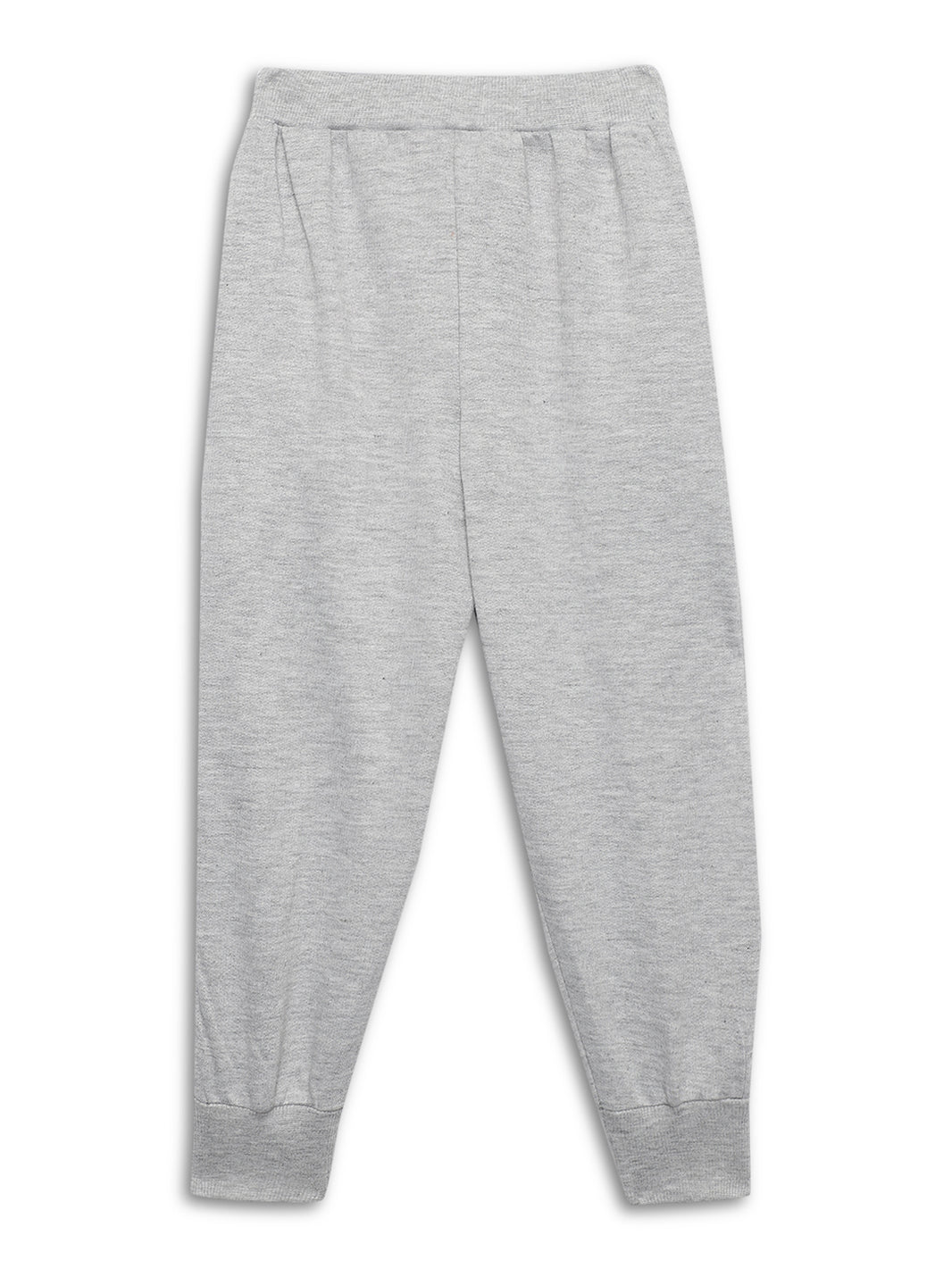 Mack Jonney Grey Melange Solid Cotton Fleece Trackpant for Kids