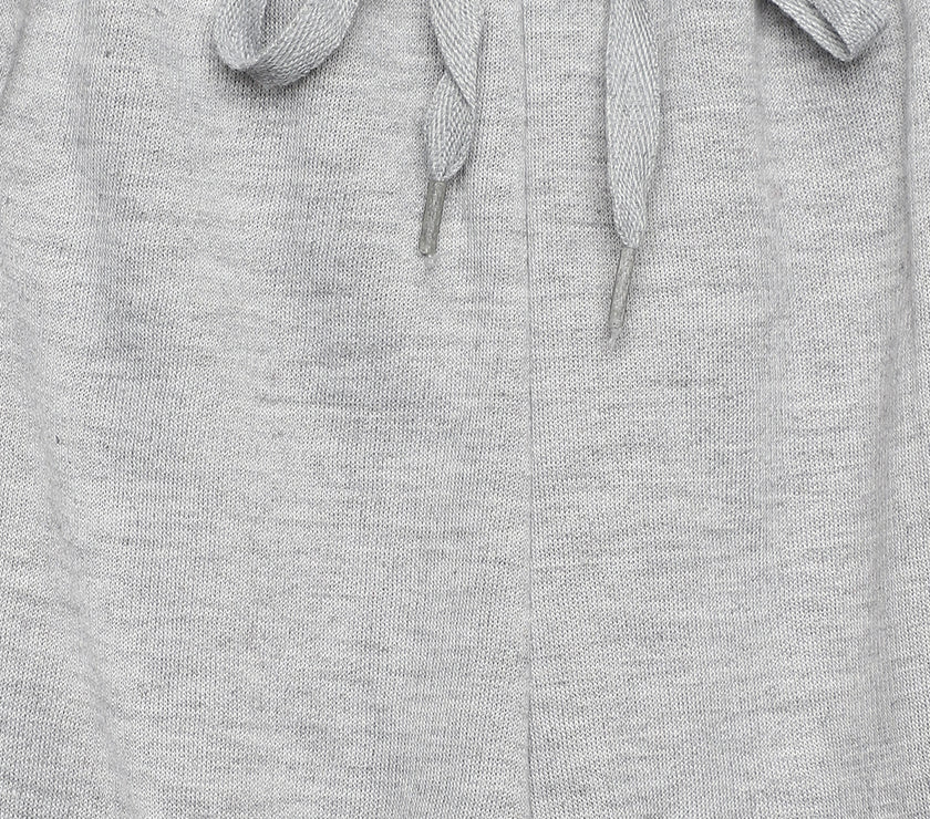Mack Jonney Grey Melange Solid Cotton Fleece Trackpant for Kids