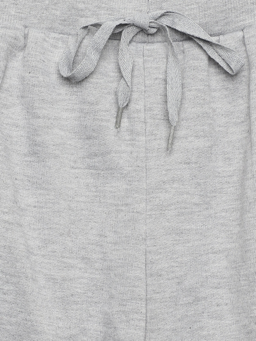 Mack Jonney Grey Melange Solid Cotton Fleece Trackpant for Kids
