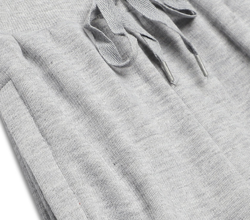 Mack Jonney Grey Melange Solid Cotton Fleece Trackpant for Kids