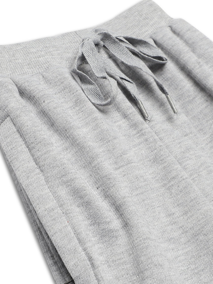 Mack Jonney Grey Melange Solid Cotton Fleece Trackpant for Kids