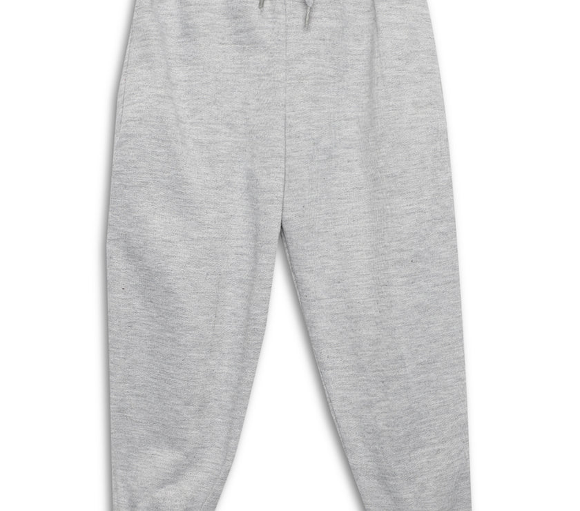 Mack Jonney Grey Melange Solid Cotton Fleece Trackpant for Kids