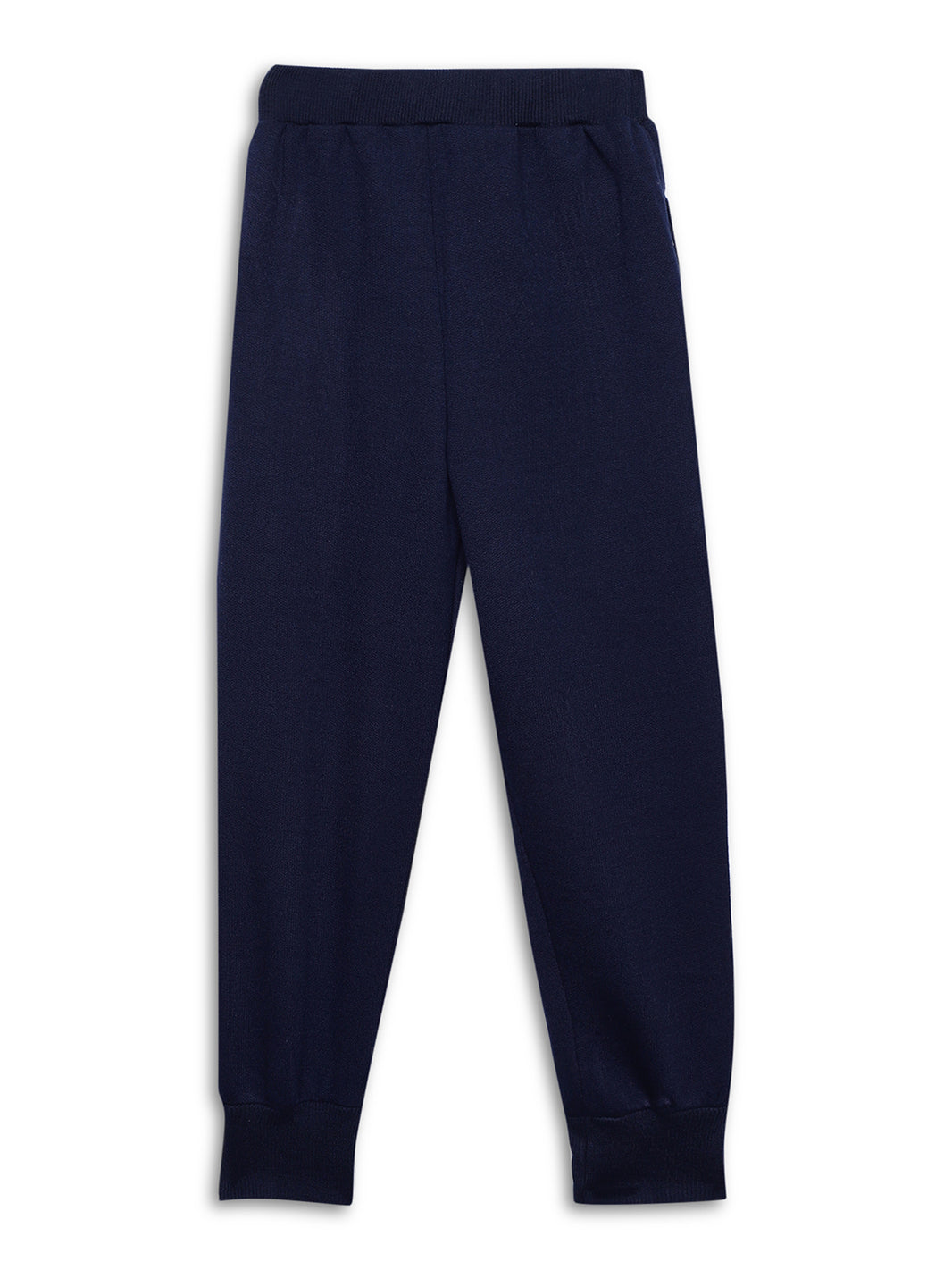 Mack Jonney Navy Blue Solid Cotton Fleece Trackpant for Kids