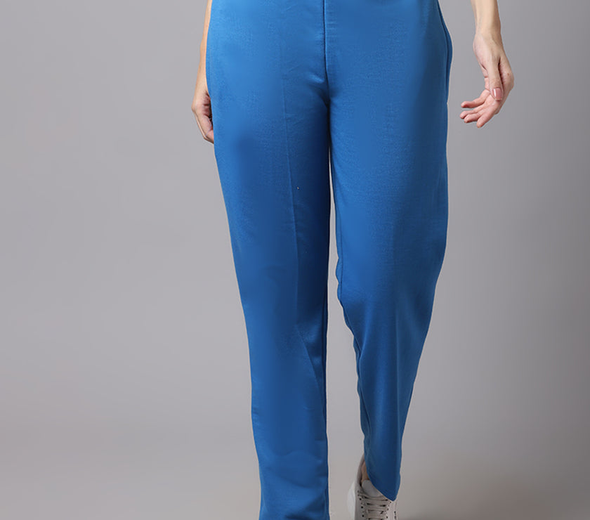Mack Jonney Fleece Regular-Fit Blue Trackpant for Women