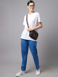 Mack Jonney Fleece Regular-Fit Blue Trackpant for Women