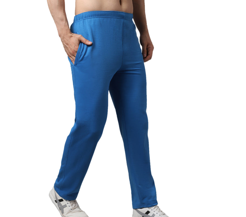 Mack Jonney Fleece Regular-Fit Blue Cotton Trackpant for Men