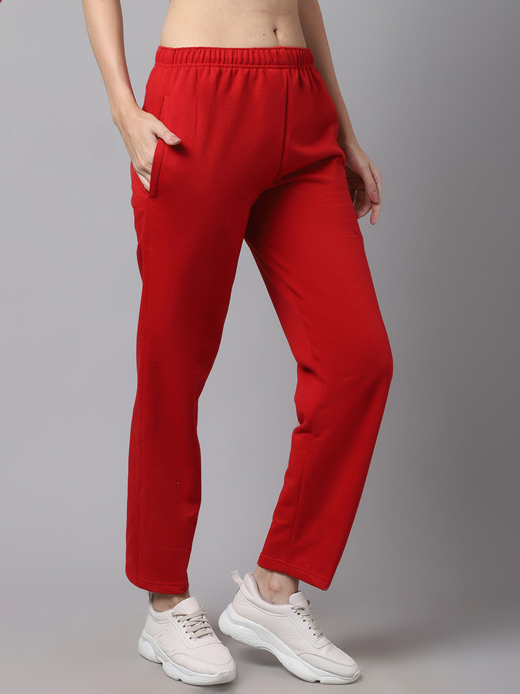 Mack Jonney Fleece Regular-Fit Maroon Trackpant for Women