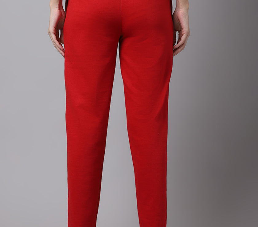 Mack Jonney Fleece Regular-Fit Maroon Trackpant for Women