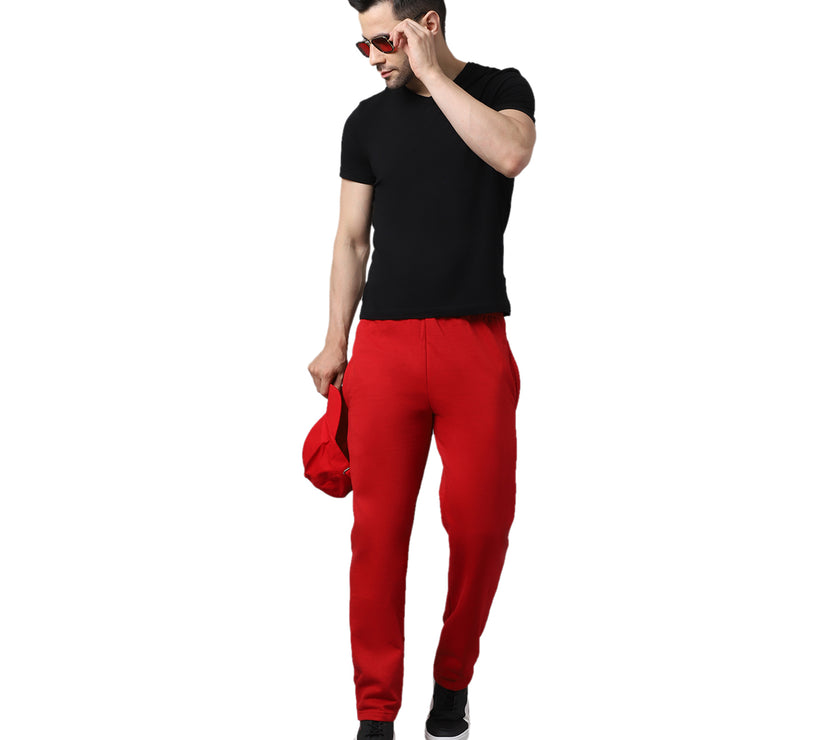 Mack Jonney Fleece Regular-Fit Maroon Cotton Trackpant for Men