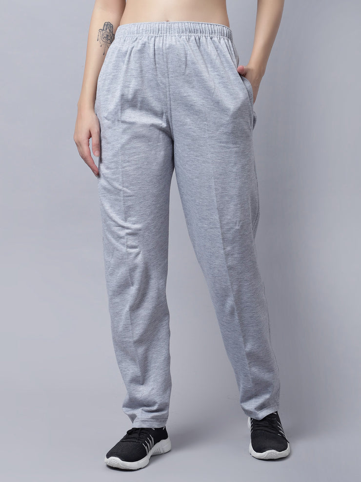Mack Jonney Fleece Regular-Fit Grey Melange Trackpant for Women