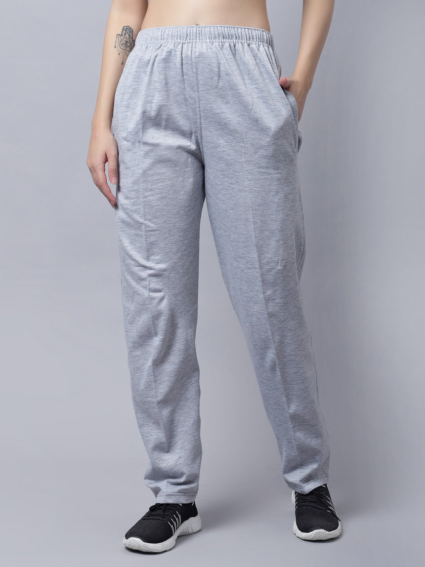Mack Jonney Fleece Regular-Fit Grey Melange Trackpant for Women