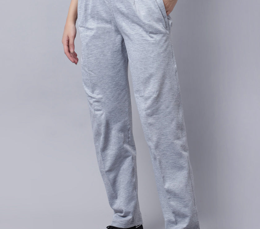 Mack Jonney Fleece Regular-Fit Grey Melange Trackpant for Women