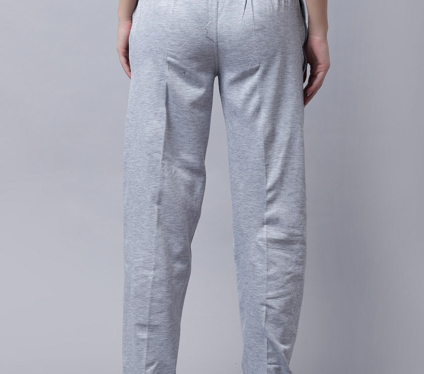 Mack Jonney Fleece Regular-Fit Grey Melange Trackpant for Women
