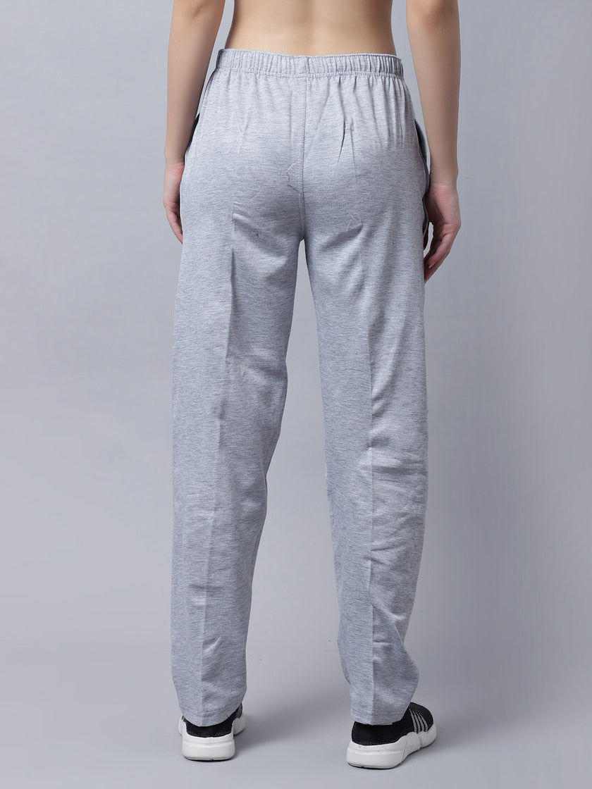 Mack Jonney Fleece Regular-Fit Grey Melange Trackpant for Women