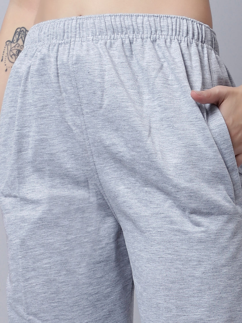 Mack Jonney Fleece Regular-Fit Grey Melange Trackpant for Women