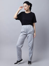 Mack Jonney Fleece Regular-Fit Grey Melange Trackpant for Women