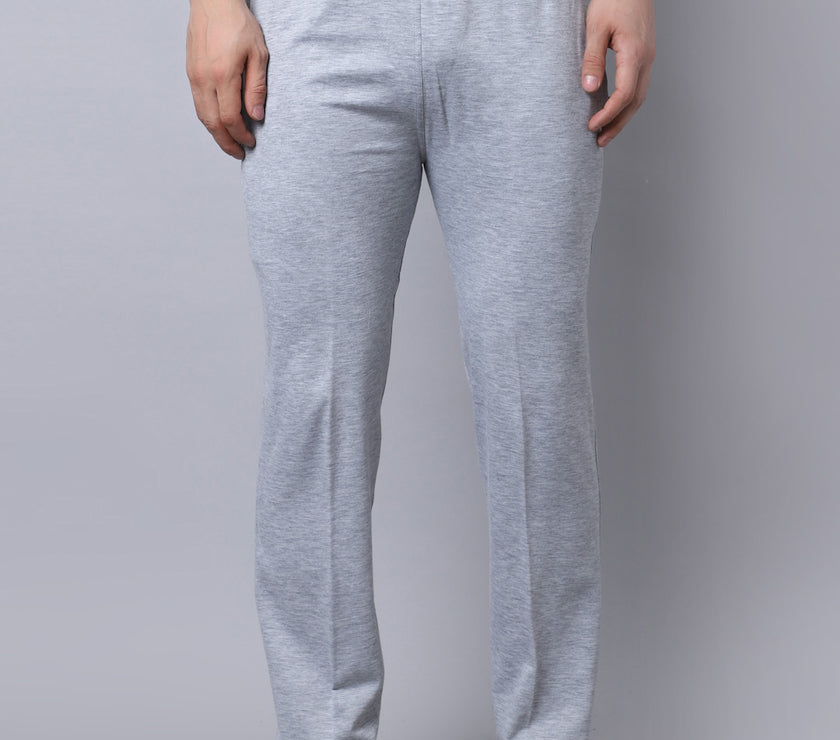 Mack Jonney Fleece Regular-Fit Grey Melange Cotton Trackpant for Men