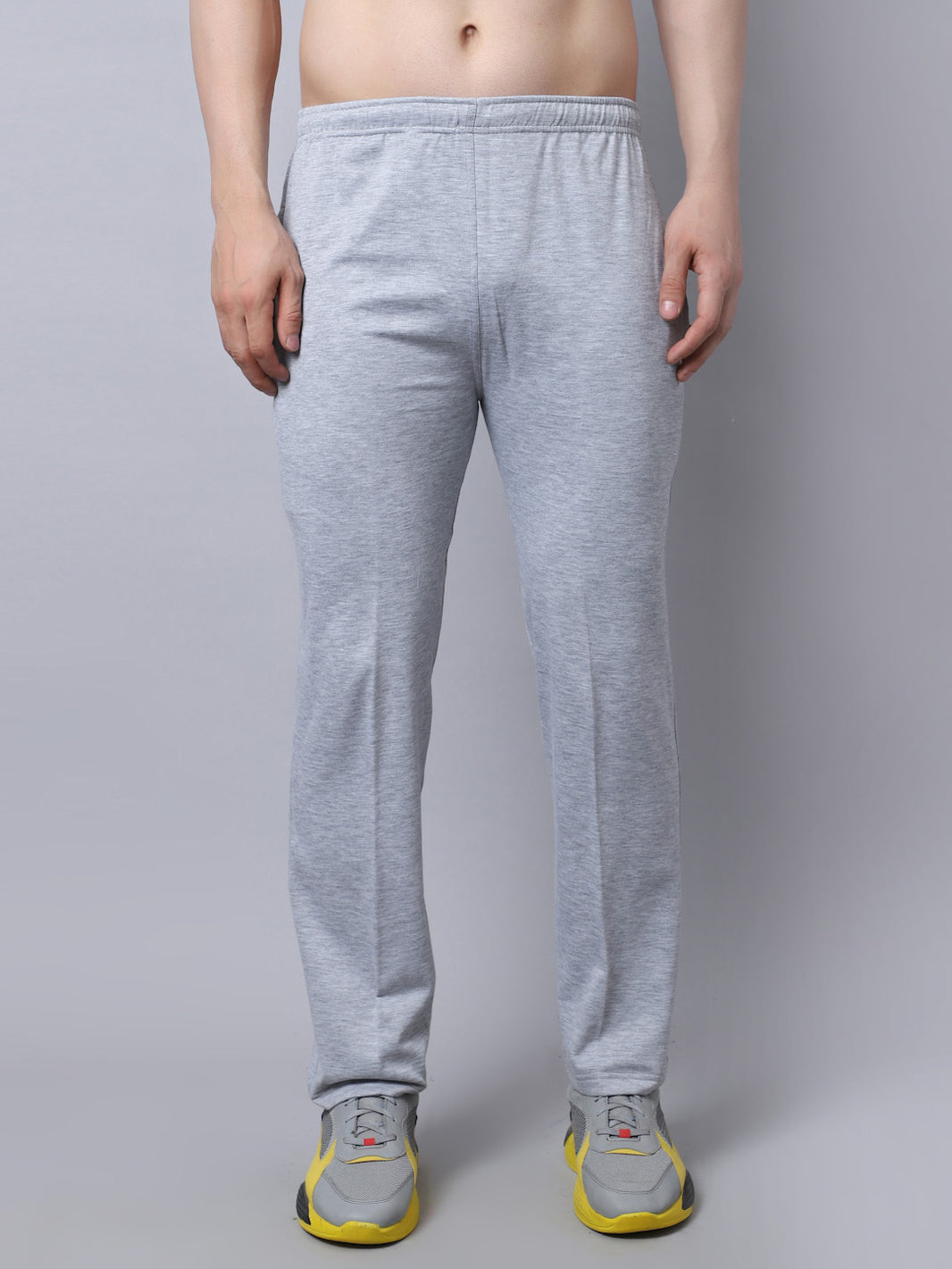 Mack Jonney Fleece Regular-Fit Grey Melange Cotton Trackpant for Men
