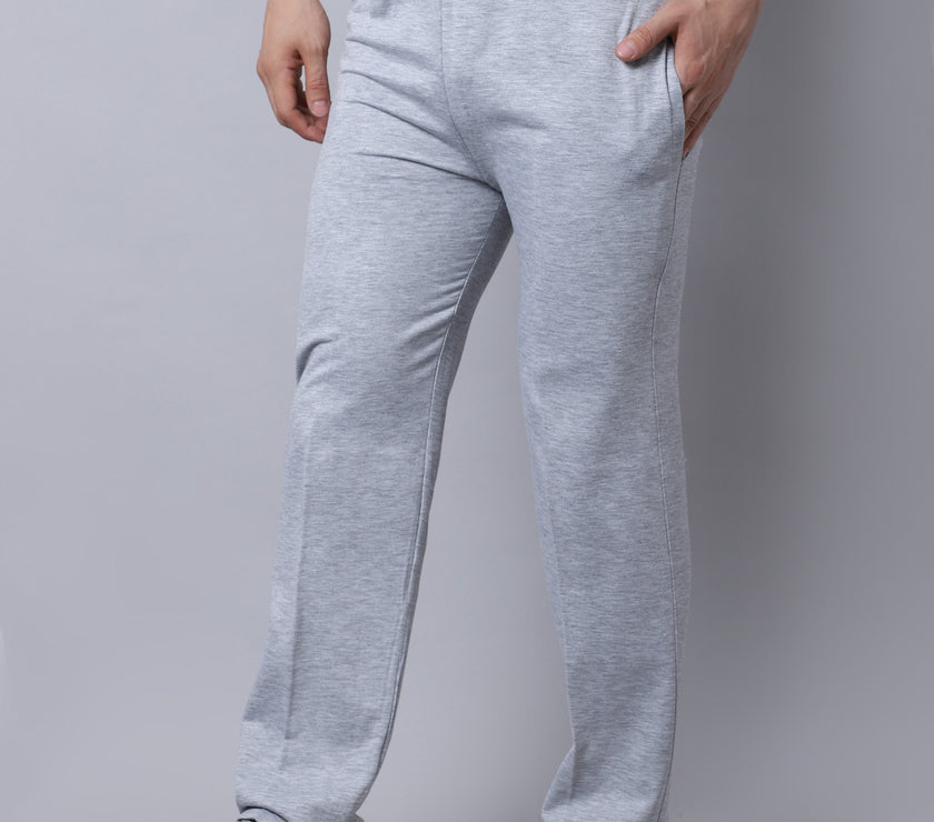 Mack Jonney Fleece Regular-Fit Grey Melange Cotton Trackpant for Men