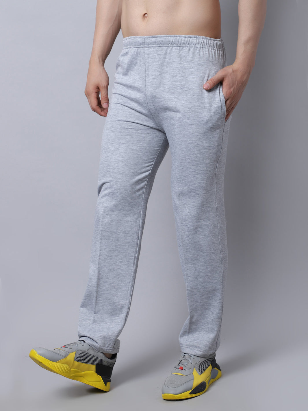 Mack Jonney Fleece Regular-Fit Grey Melange Cotton Trackpant for Men