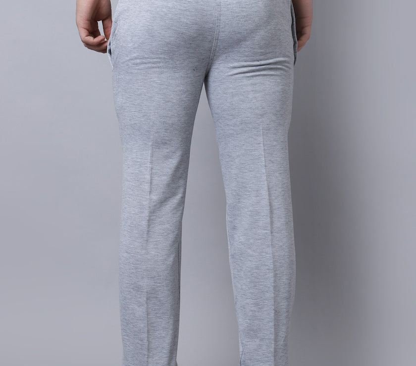Mack Jonney Fleece Regular-Fit Grey Melange Cotton Trackpant for Men