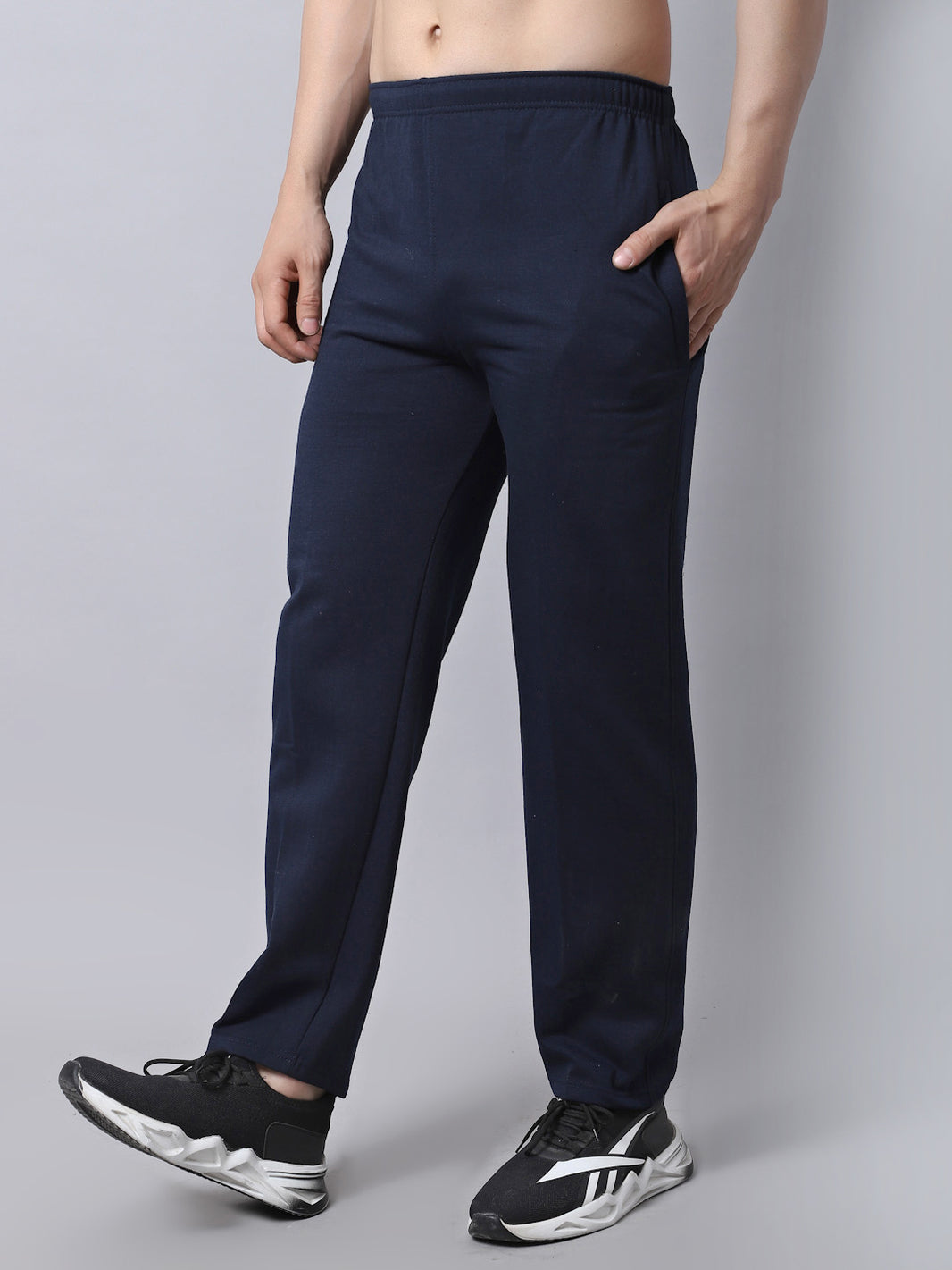Mack Jonney Fleece Regular-Fit Navy Blue Cotton Trackpant for Men