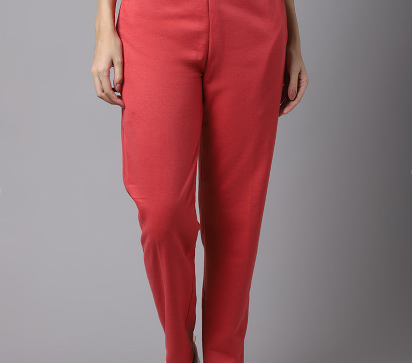 Mack Jonney Fleece Regular-Fit Pink Trackpant for Women