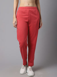 Mack Jonney Fleece Regular-Fit Pink Trackpant for Women