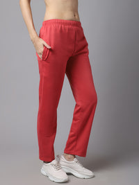 Mack Jonney Fleece Regular-Fit Pink Trackpant for Women