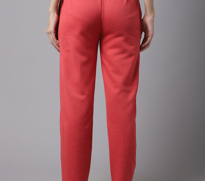 Mack Jonney Fleece Regular-Fit Pink Trackpant for Women