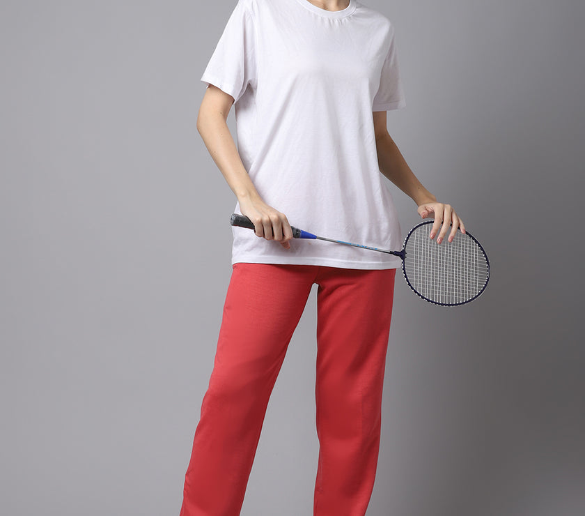 Mack Jonney Fleece Regular-Fit Pink Trackpant for Women