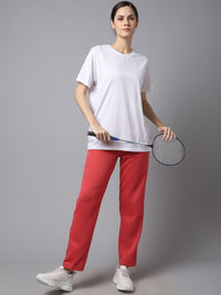 Mack Jonney Fleece Regular-Fit Pink Trackpant for Women